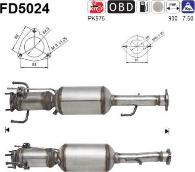 AS FD5024 - Filtre à particules / à suie, échappement cwaw.fr