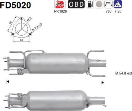 AS FD5020 - Filtre à particules / à suie, échappement cwaw.fr