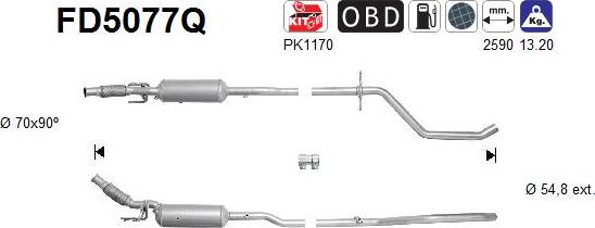 AS FD5077Q - Filtre à particules / à suie, échappement cwaw.fr