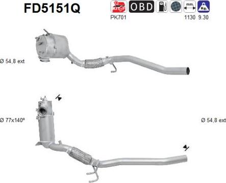 AS FD5151Q - Filtre à particules / à suie, échappement cwaw.fr