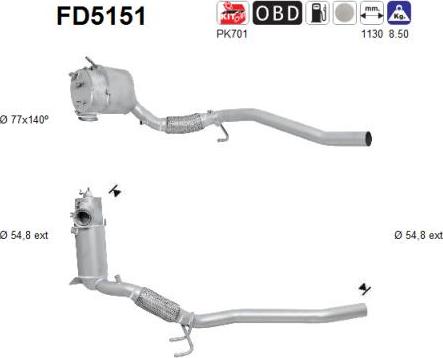 AS FD5151 - Filtre à particules / à suie, échappement cwaw.fr