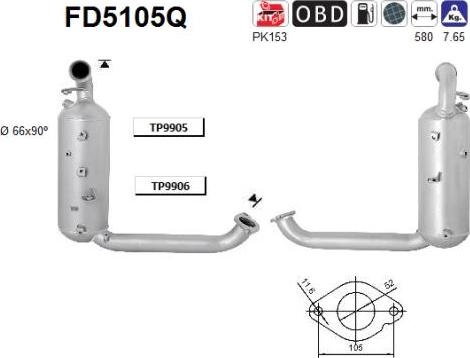 AS FD5105Q - Filtre à particules / à suie, échappement cwaw.fr