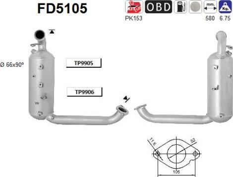 AS FD5105 - Filtre à particules / à suie, échappement cwaw.fr