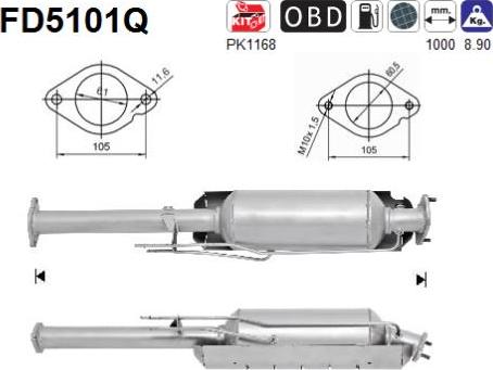 AS FD5101Q - Filtre à particules / à suie, échappement cwaw.fr