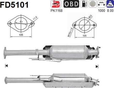 AS FD5101 - Filtre à particules / à suie, échappement cwaw.fr