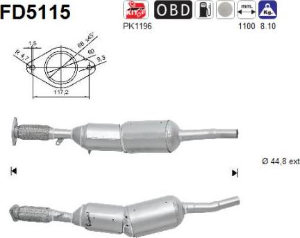 AS FD5115 - Filtre à particules / à suie, échappement cwaw.fr