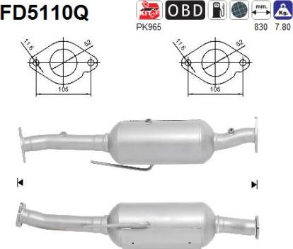 AS FD5110Q - Filtre à particules / à suie, échappement cwaw.fr