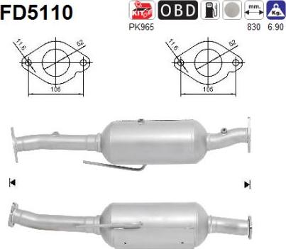 AS FD5110 - Filtre à particules / à suie, échappement cwaw.fr