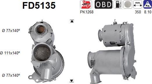 AS FD5135 - Filtre à particules / à suie, échappement cwaw.fr