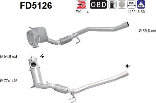 AS FD5126 - Filtre à particules / à suie, échappement cwaw.fr