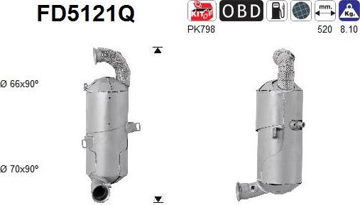 AS FD5121Q - Filtre à particules / à suie, échappement cwaw.fr