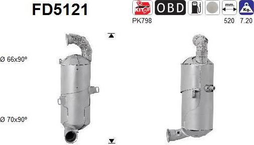 AS FD5121 - Filtre à particules / à suie, échappement cwaw.fr