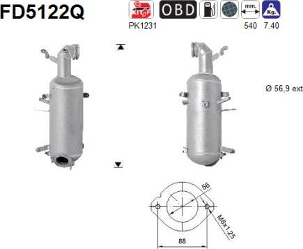 AS FD5122Q - Filtre à particules / à suie, échappement cwaw.fr