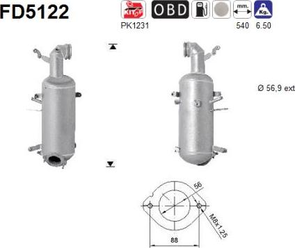 AS FD5122 - Filtre à particules / à suie, échappement cwaw.fr