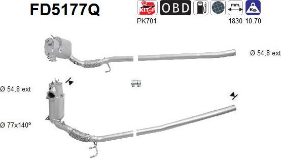 AS FD5177Q - Filtre à particules / à suie, échappement cwaw.fr