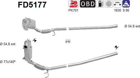 AS FD5177 - Filtre à particules / à suie, échappement cwaw.fr