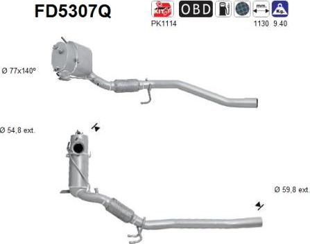 AS FD5307Q - Filtre à particules / à suie, échappement cwaw.fr