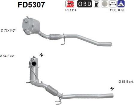 AS FD5307 - Filtre à particules / à suie, échappement cwaw.fr