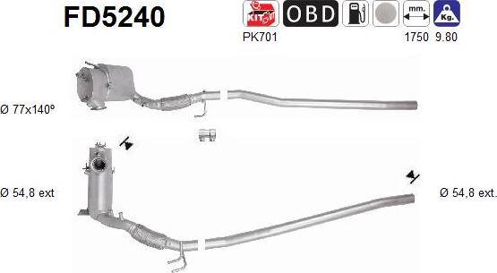 AS FD5240 - Filtre à particules / à suie, échappement cwaw.fr