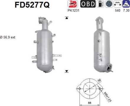 AS FD5277Q - Filtre à particules / à suie, échappement cwaw.fr