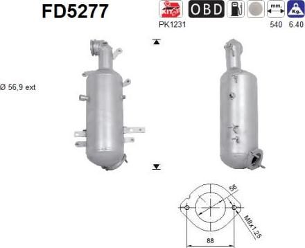 AS FD5277 - Filtre à particules / à suie, échappement cwaw.fr