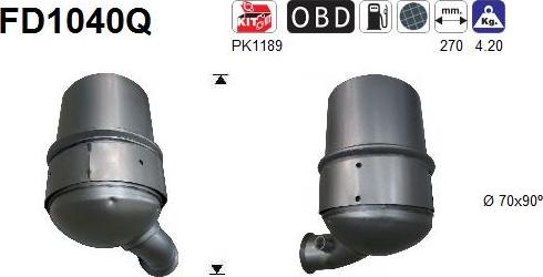 AS FD1040Q - Filtre à particules / à suie, échappement cwaw.fr