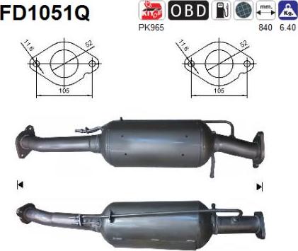 AS FD1051Q - Filtre à particules / à suie, échappement cwaw.fr