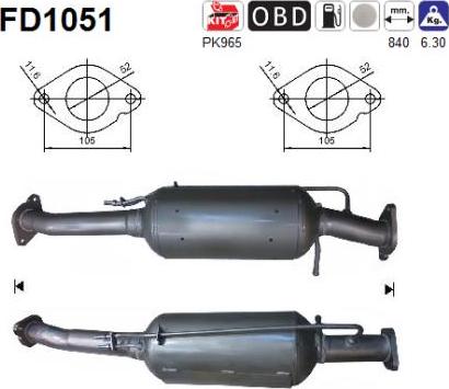 AS FD1051 - Filtre à particules / à suie, échappement cwaw.fr