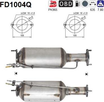 AS FD1004Q - Filtre à particules / à suie, échappement cwaw.fr