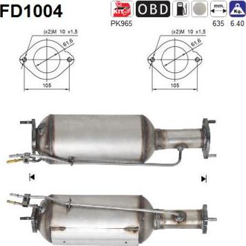 AS FD1004 - Filtre à particules / à suie, échappement cwaw.fr