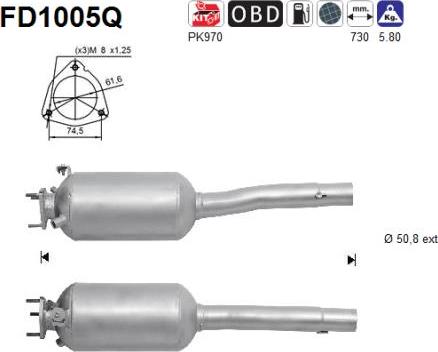 AS FD1005Q - Filtre à particules / à suie, échappement cwaw.fr