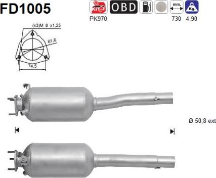 AS FD1005 - Filtre à particules / à suie, échappement cwaw.fr