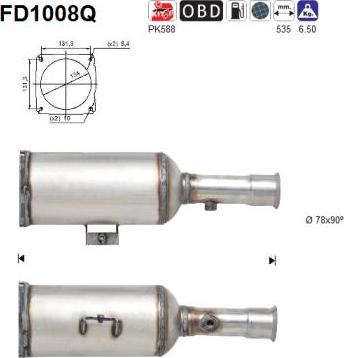 AS FD1008Q - Filtre à particules / à suie, échappement cwaw.fr