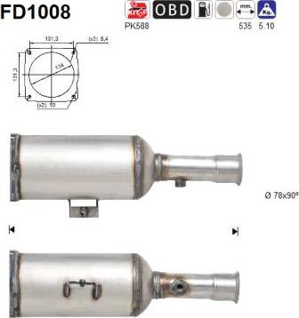 AS FD1008 - Filtre à particules / à suie, échappement cwaw.fr