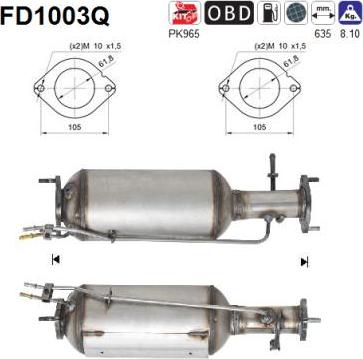 AS FD1003Q - Filtre à particules / à suie, échappement cwaw.fr