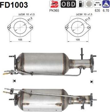 AS FD1003 - Filtre à particules / à suie, échappement cwaw.fr