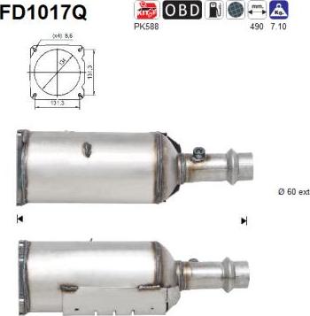 AS FD1017Q - Filtre à particules / à suie, échappement cwaw.fr