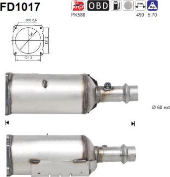 AS FD1017 - Filtre à particules / à suie, échappement cwaw.fr