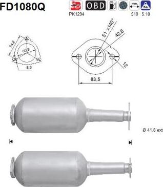 AS FD1080Q - Filtre à particules / à suie, échappement cwaw.fr