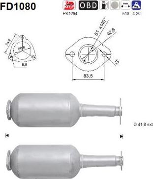 AS FD1080 - Filtre à particules / à suie, échappement cwaw.fr