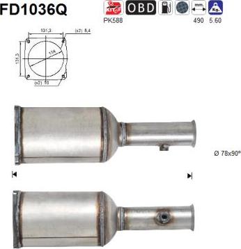 AS FD1036Q - Filtre à particules / à suie, échappement cwaw.fr