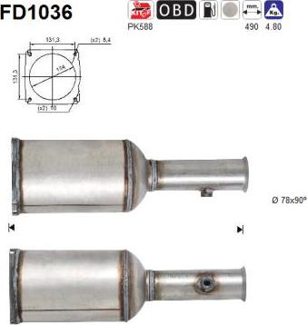 AS FD1036 - Filtre à particules / à suie, échappement cwaw.fr