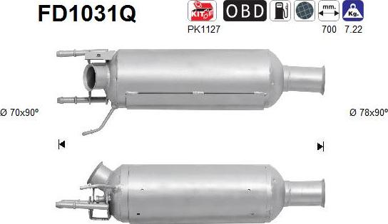 AS FD1031Q - Filtre à particules / à suie, échappement cwaw.fr