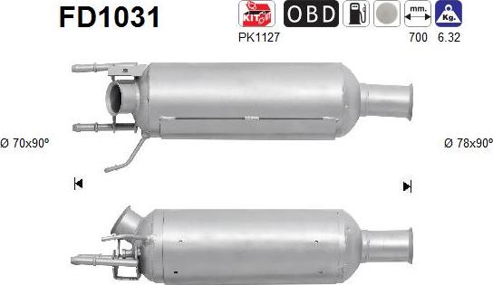 AS FD1031 - Filtre à particules / à suie, échappement cwaw.fr