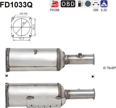 AS FD1033Q - Filtre à particules / à suie, échappement cwaw.fr