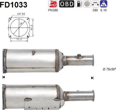 AS FD1033 - Filtre à particules / à suie, échappement cwaw.fr