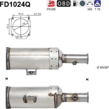 AS FD1024Q - Filtre à particules / à suie, échappement cwaw.fr