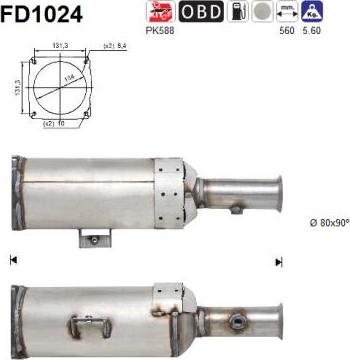 AS FD1024 - Filtre à particules / à suie, échappement cwaw.fr