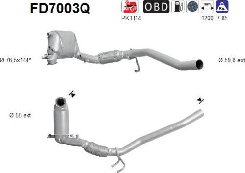 AS FD7003Q - Filtre à particules / à suie, échappement cwaw.fr