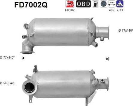 AS FD7002Q - Filtre à particules / à suie, échappement cwaw.fr